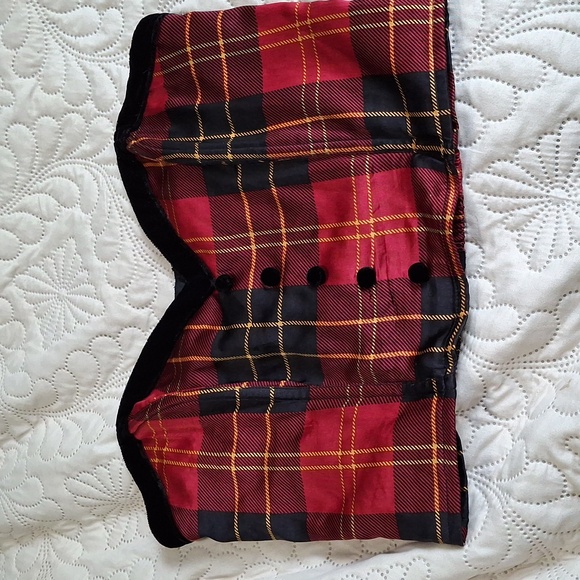 Vintage Victoria's Secret Gold Lable Silk Red and Black Tartan Bustier - Picture 2 of 10